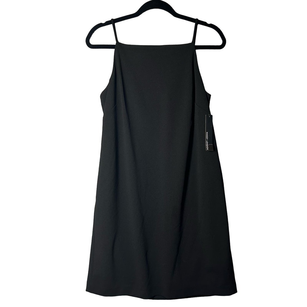 Maggy London Dress Womens 8 Black Strappy Square Neck A Line Sleeveless NEW